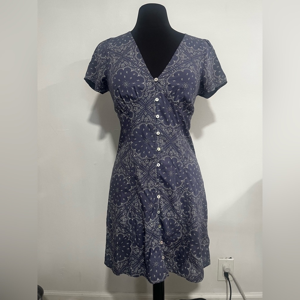 Madewell Navy Blue Floral Midi Dress